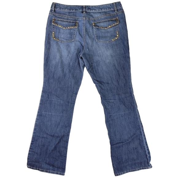Michael Kors Bootcut Med Wash Faded Jeans With Metal Embellished Pockets Sz 10 - Picture 4 of 14